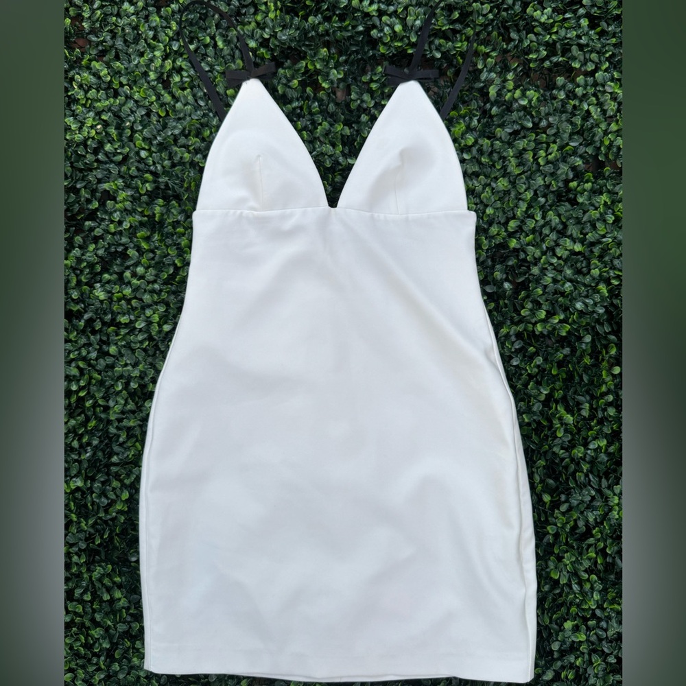 Zara White and Black Bow Dress